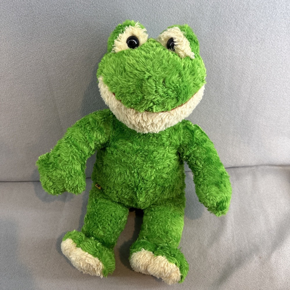 BUILD A BEAR Friendly Frog Plush Toy‎ Green Beige 18" Vintage Retired